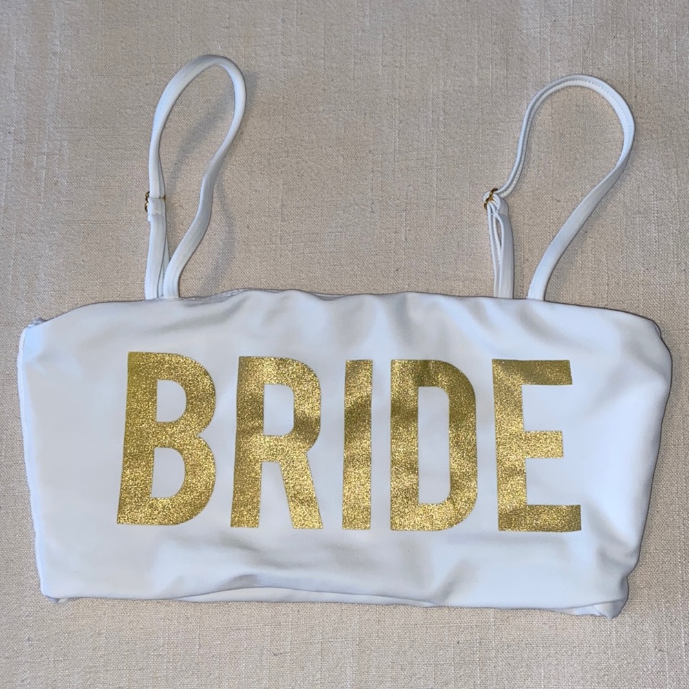 Show Me Your Mumu Bride bathing suit top white and gold size small